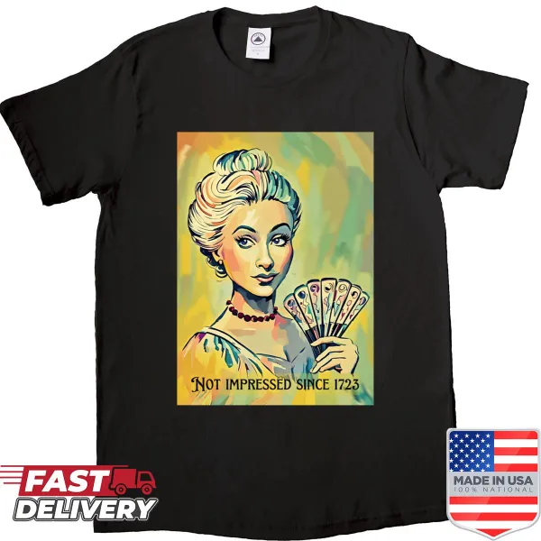 Vintage-style shirt with a sarcastic portrait and text about indifference