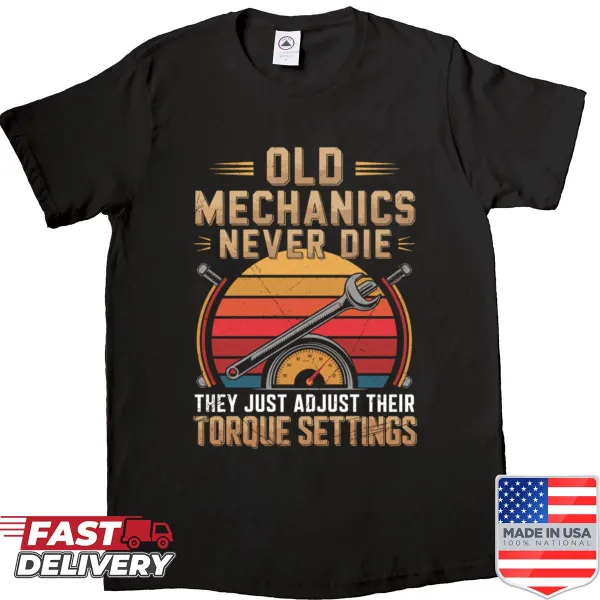 Vintage oversized shirt with mechanics theme and humorous graphic