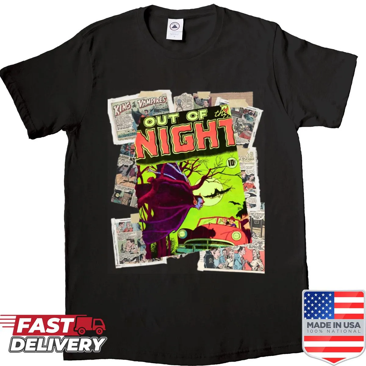 Vintage horror vampire comic cover t-shirt design