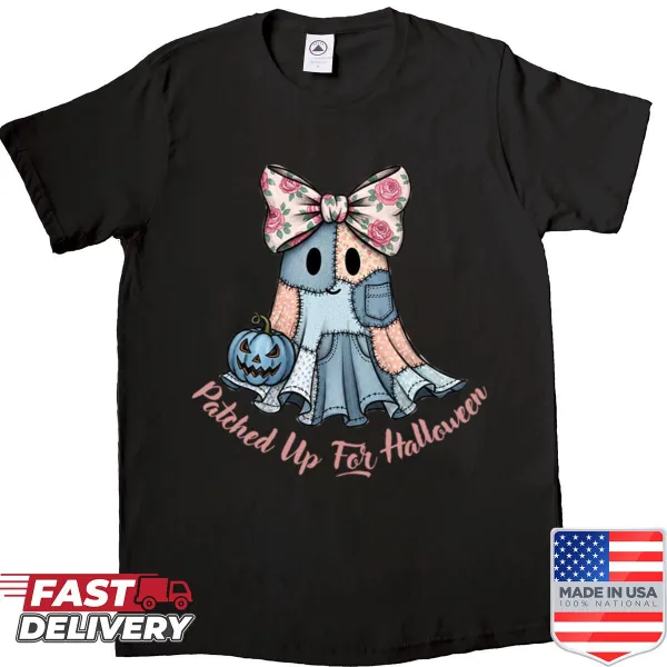 Oversized shirt with cute patchwork ghost graphic