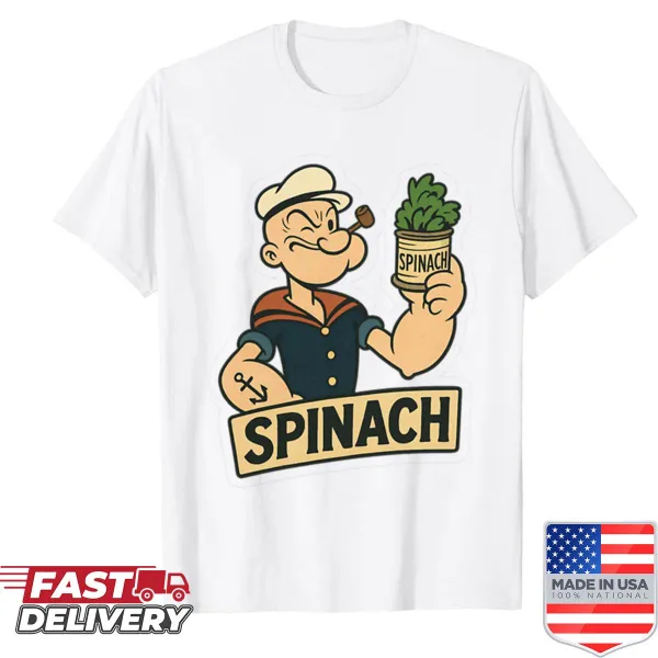 Vintage Popeye t-shirt with distressed spinach graphic and text