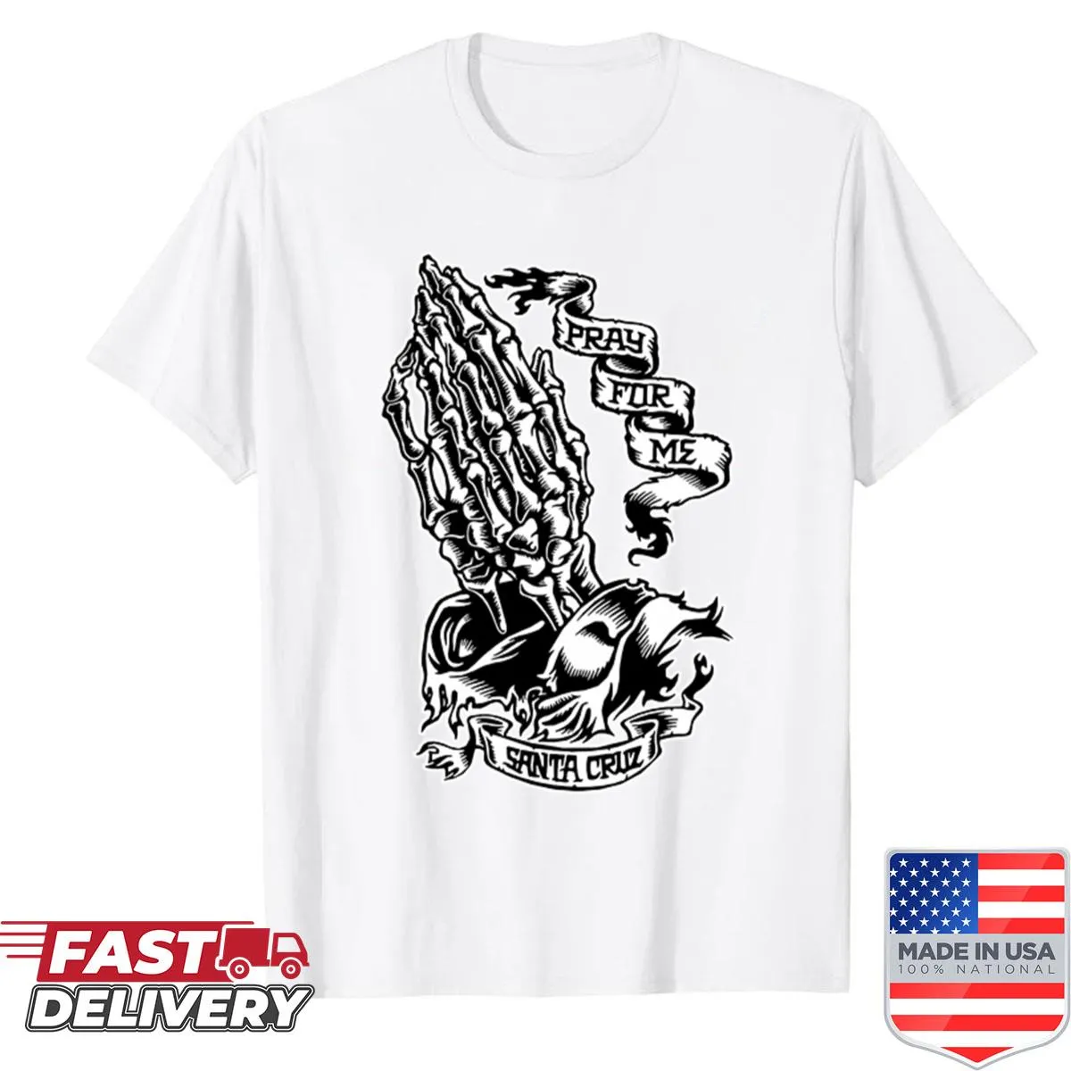 Inspirational Pray For Me shirt with Santa Cruz design