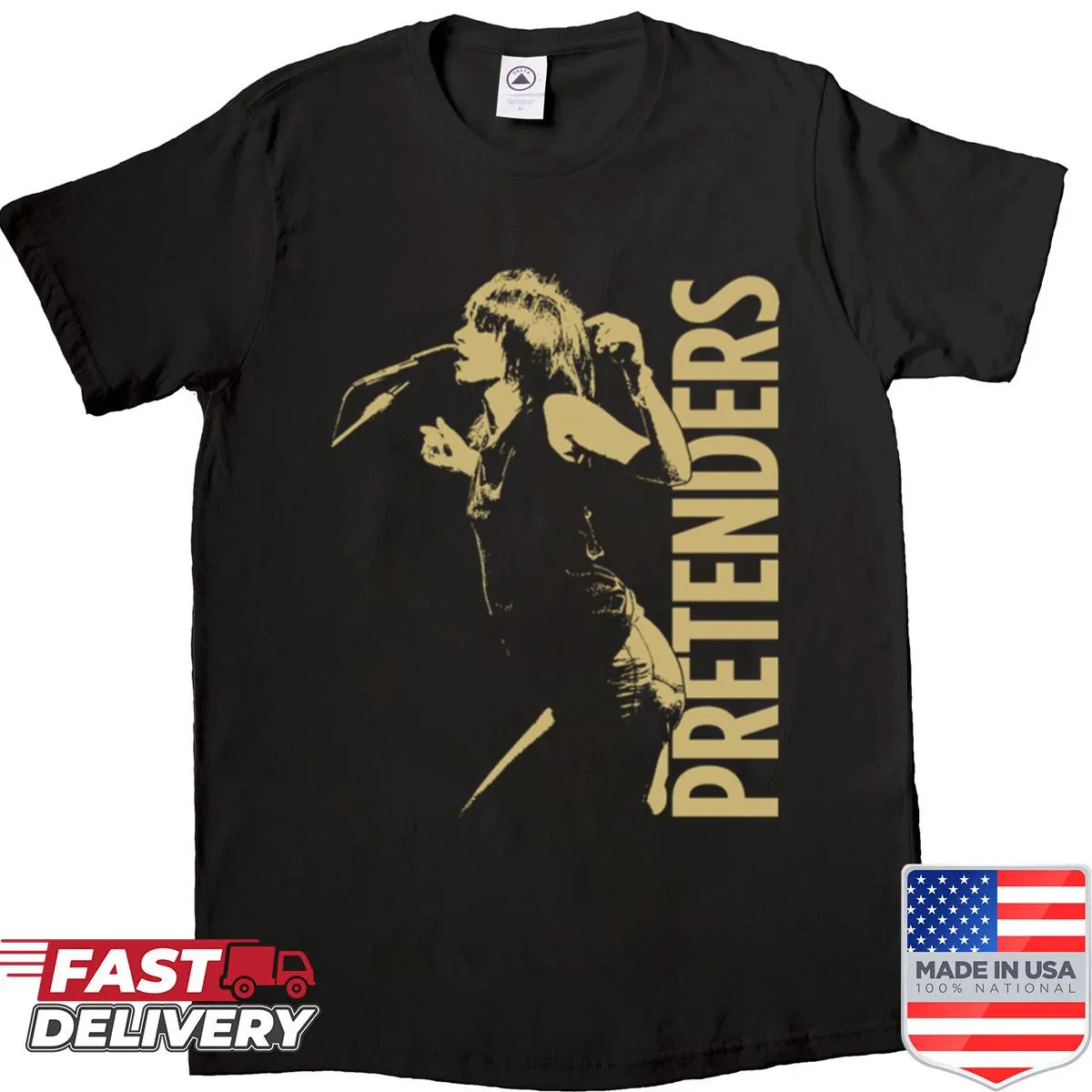 Distressed band shirt featuring The Pretenders design