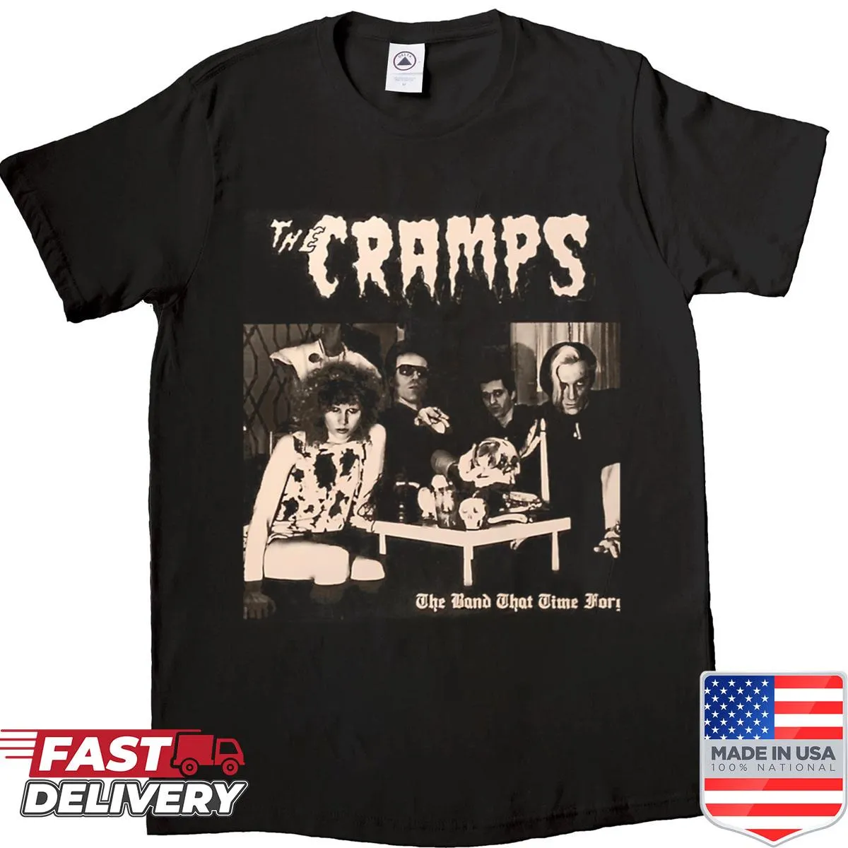 Festive music-themed shirt combining Halloween and Christmas elements