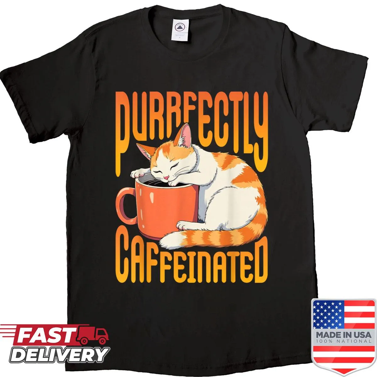 Funny cat coffee lover shirt with humorous meme