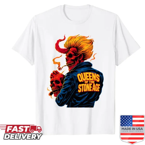 Oversized shirt with a graphic tribute to Queens Of The Stone Age