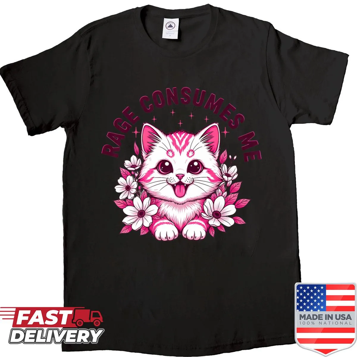 Cute cat and flowers meme shirt with humorous text