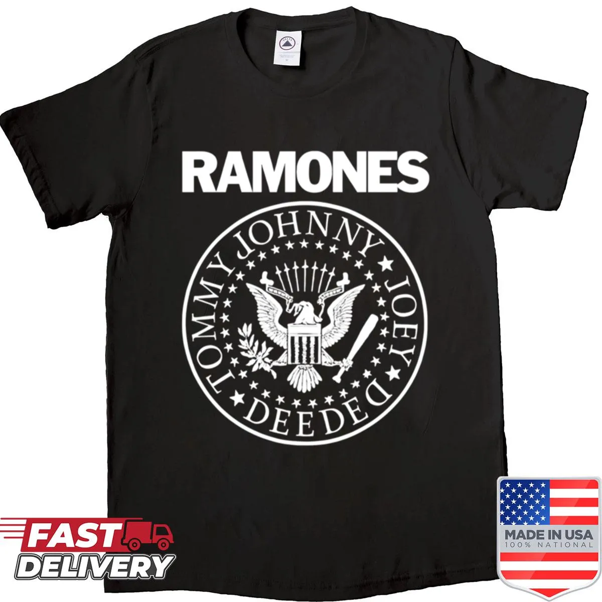 Punk seal graphic with baseball bat on a shirt