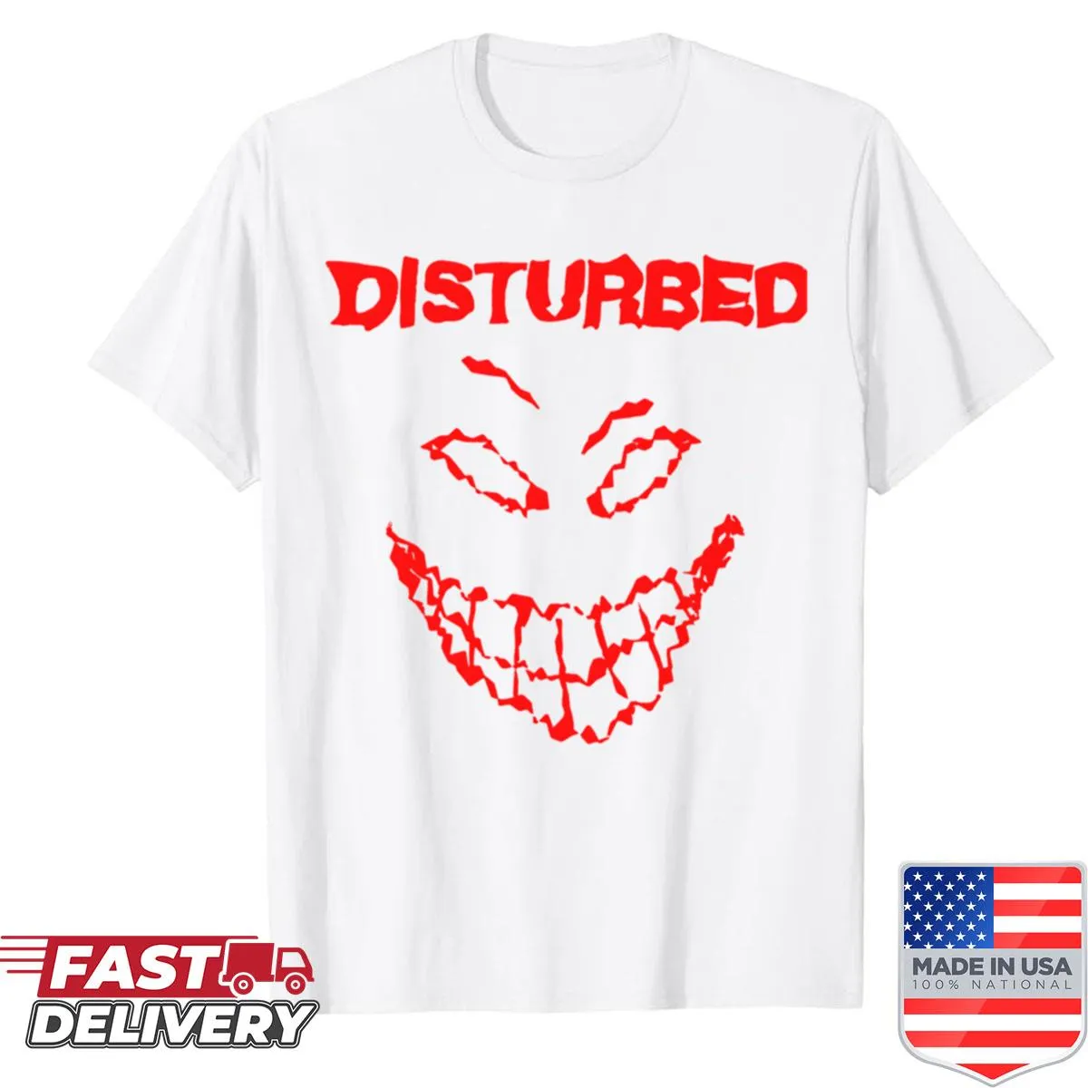 Retro 90s shirt with a large, smiling face graphic
