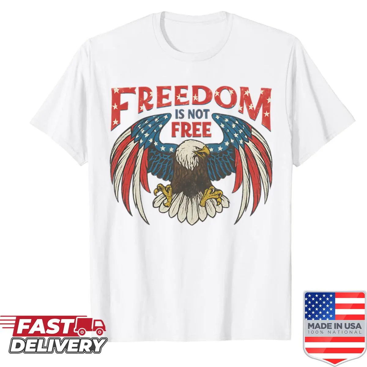 Vintage 4th of July shirt in red, white, and blue