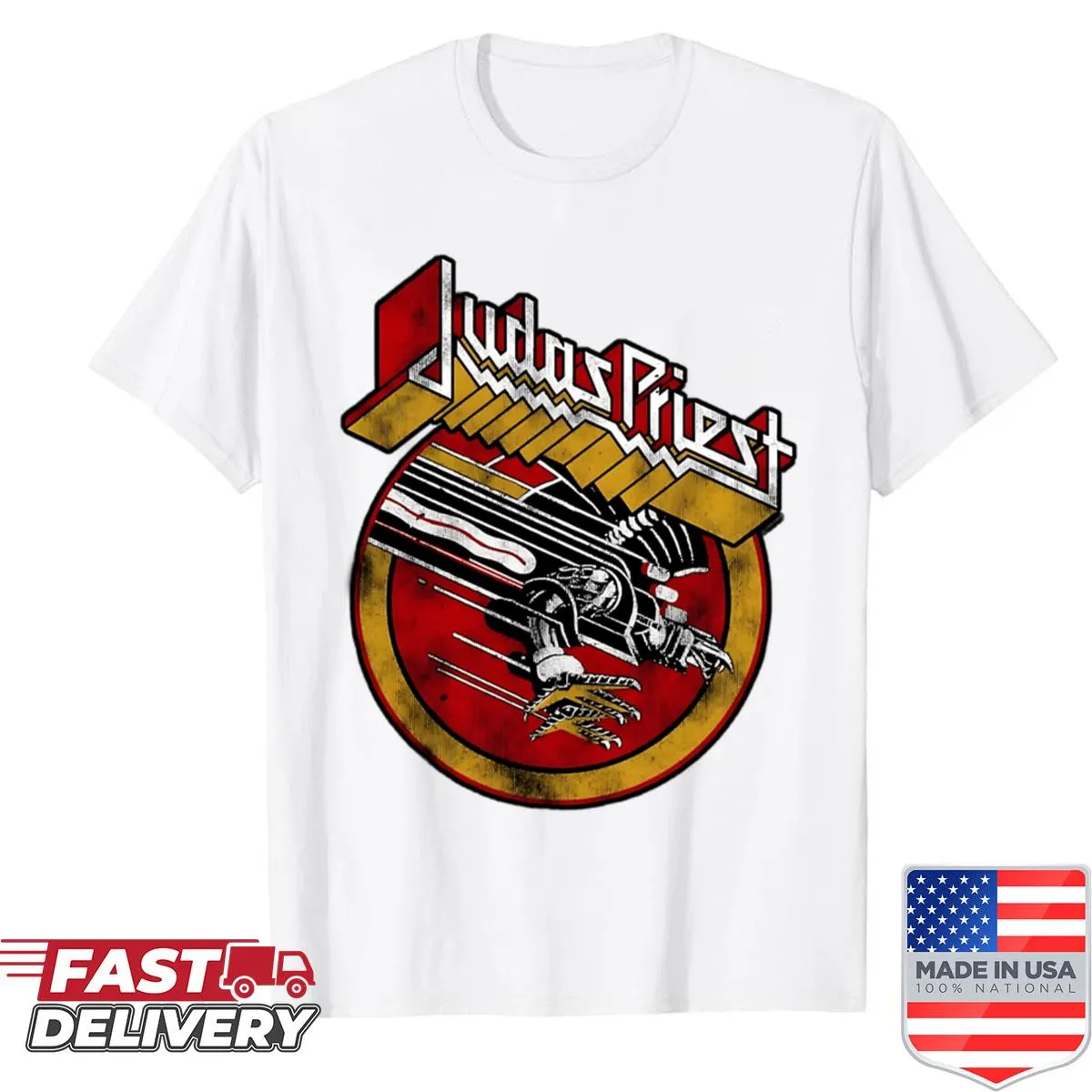Realistic shirt featuring a retro android graphic with metallic finish