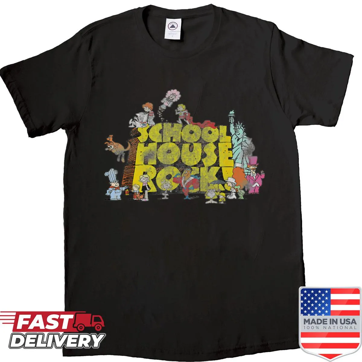 Retro T-shirt with whimsical cartoon design inspired by 70s animation.
