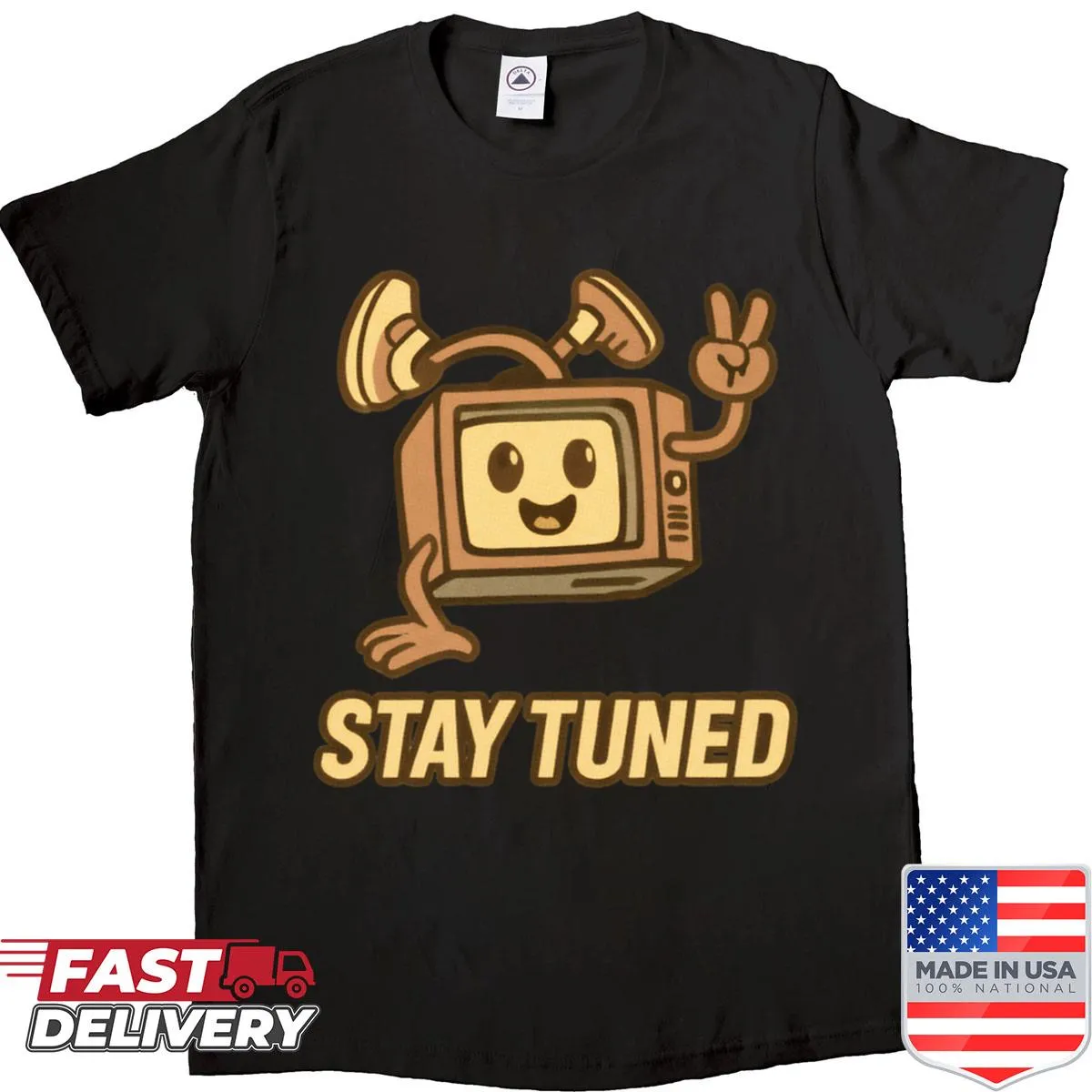 Funny retro cartoon t-shirt with classic TV characters