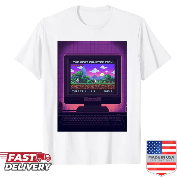 Retro pixel art shirt celebrating classic gaming