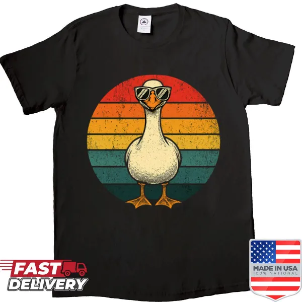 Vintage-style shirt featuring a funny goose wearing sunglasses