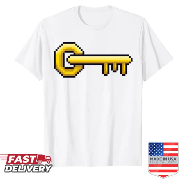 Oversized shirt with retro video game keys in a distressed design