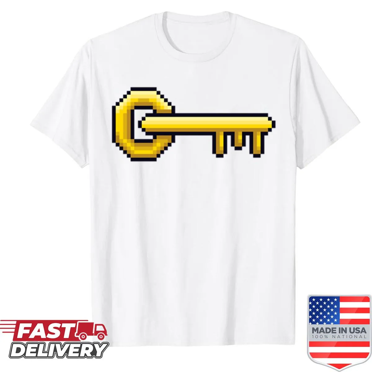 Oversized shirt with retro video game keys in a distressed design