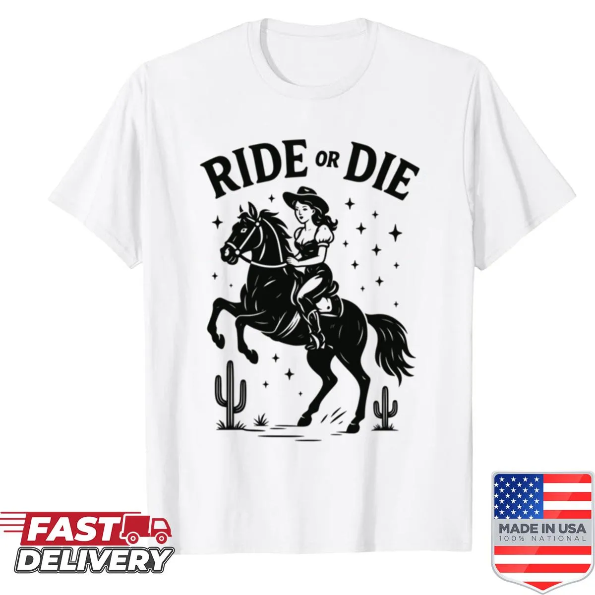 Vintage-style country western graphic shirt