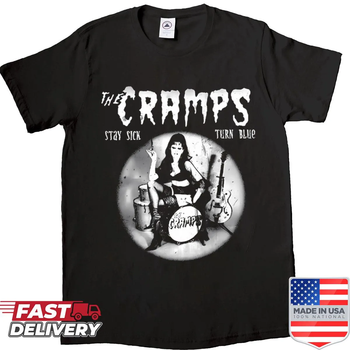Psychobilly horror-themed retro punk shirt design.