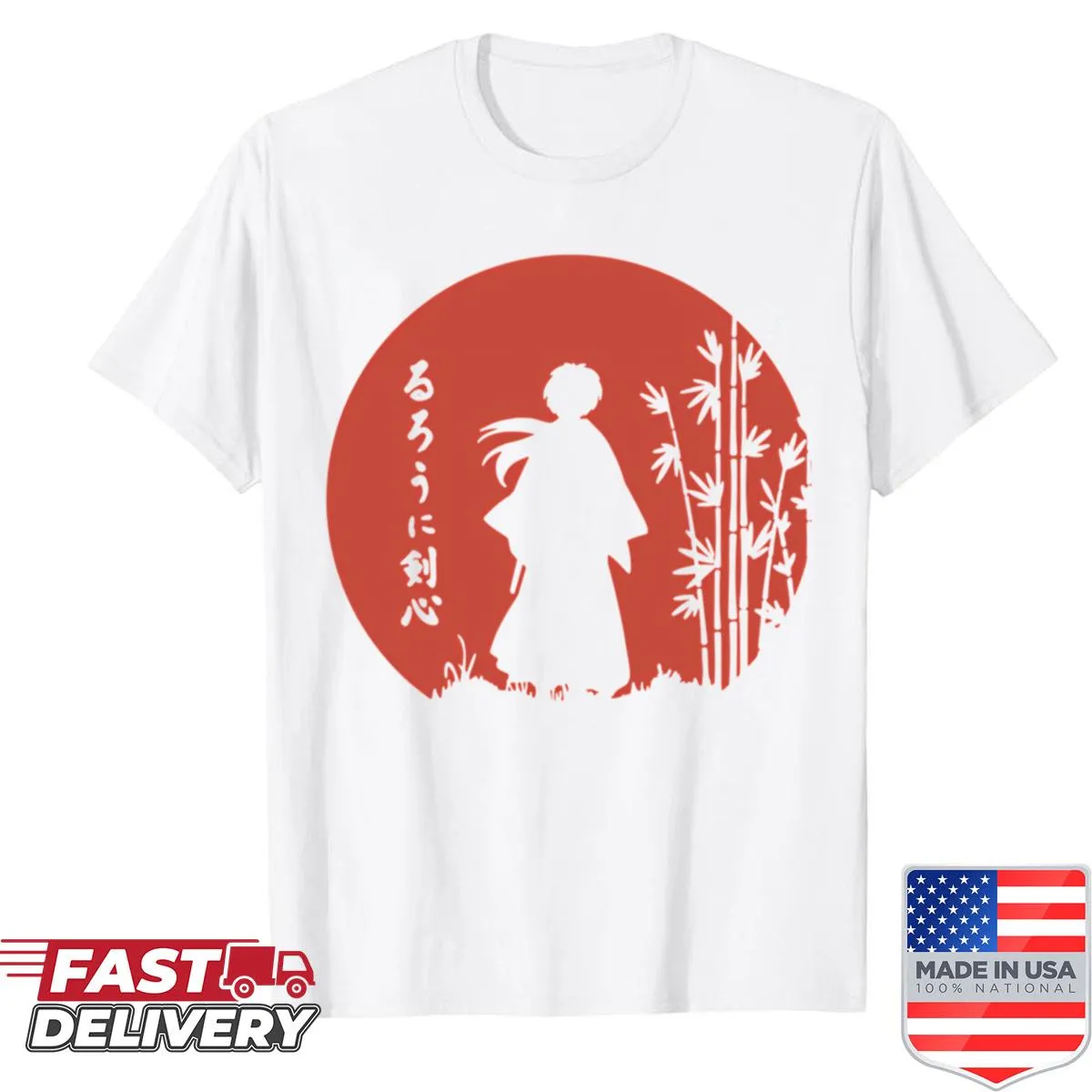 Vintage-style Rurouni Kenshin T-shirt featuring retro graphic design