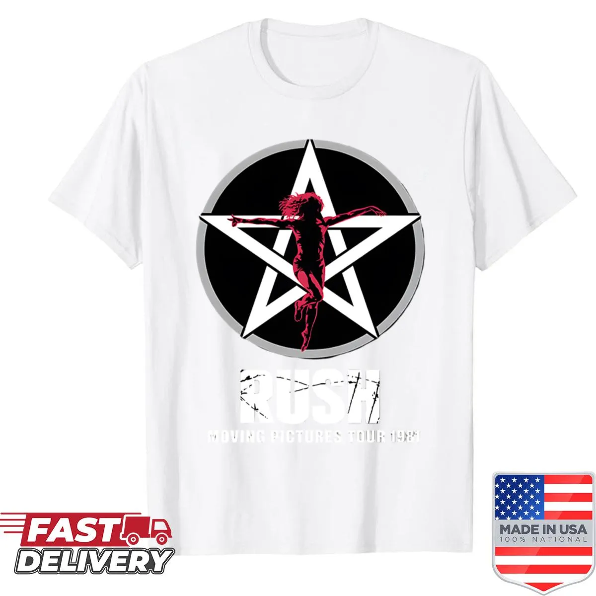 Vintage Rush 1981 tour band shirt design