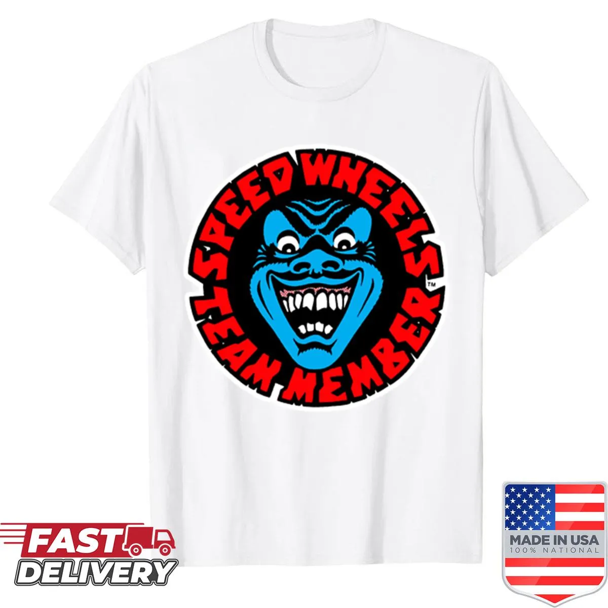 Oversized Santa Cruz Speedwheels shirt with playful graphic