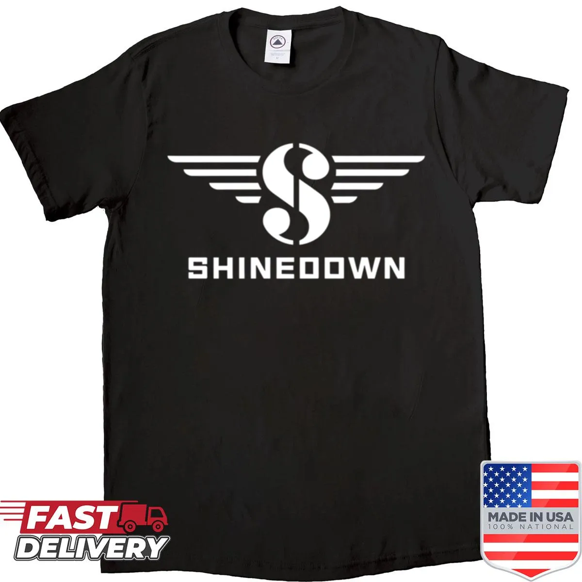Rock-inspired shirt featuring Shinedown band graphics