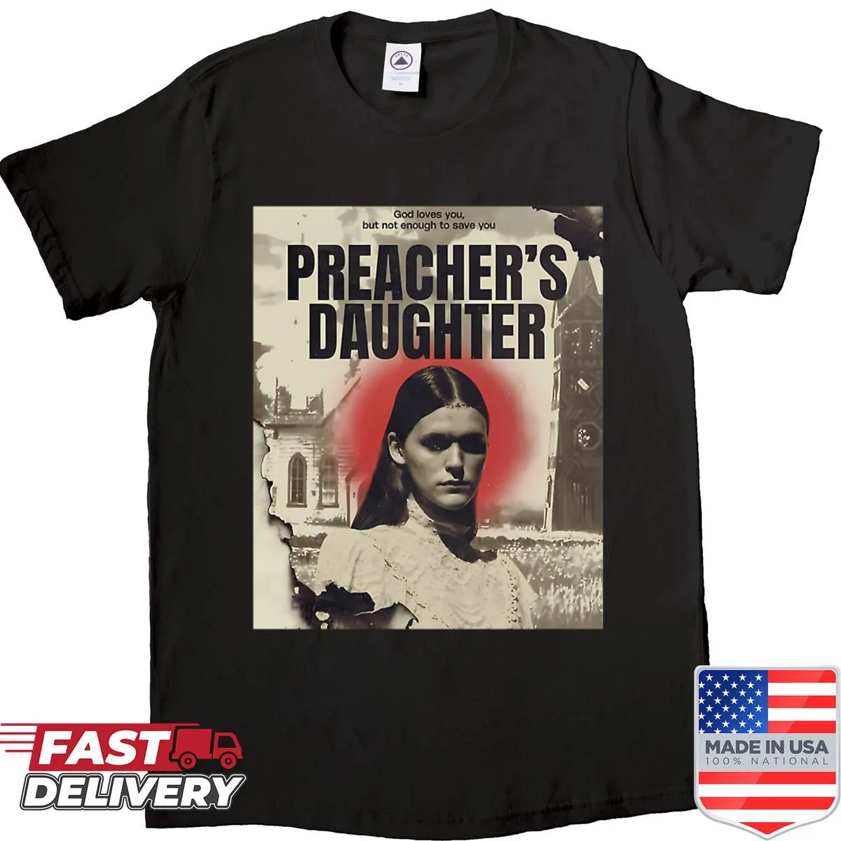 Vintage-style shirt featuring retro singer-songwriter concert designs