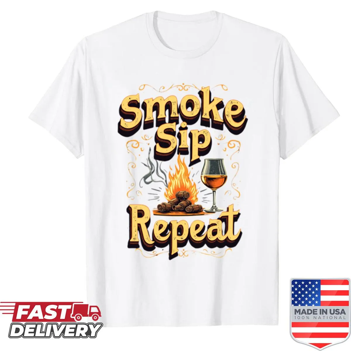 Cigar and whiskey lover shirt with playful typography