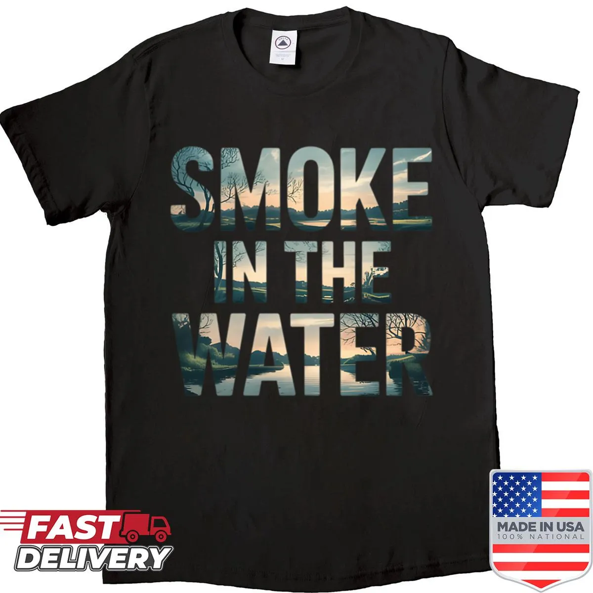 Nostalgic music-themed Smokes On The Waters t-shirt