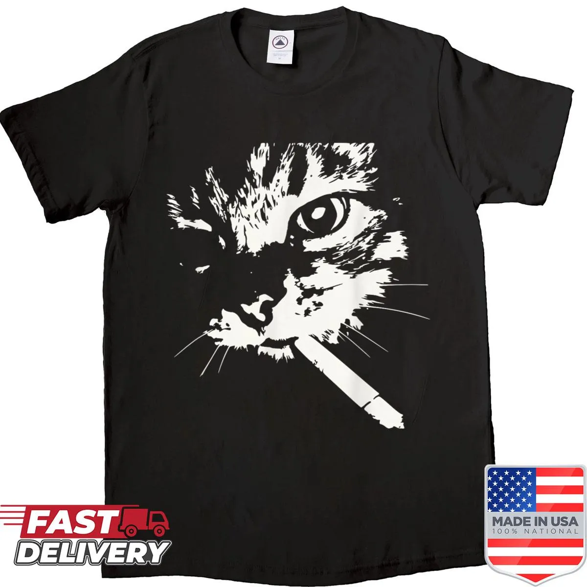 Gangster cartoon cat shirt with smoking design