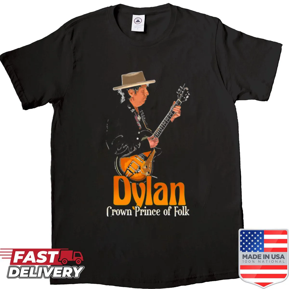 Vintage-style shirt featuring a tour design celebrating folk rock legends.