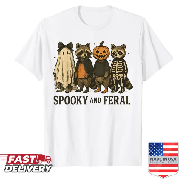 Funny raccoon Halloween design combining humor and spookiness