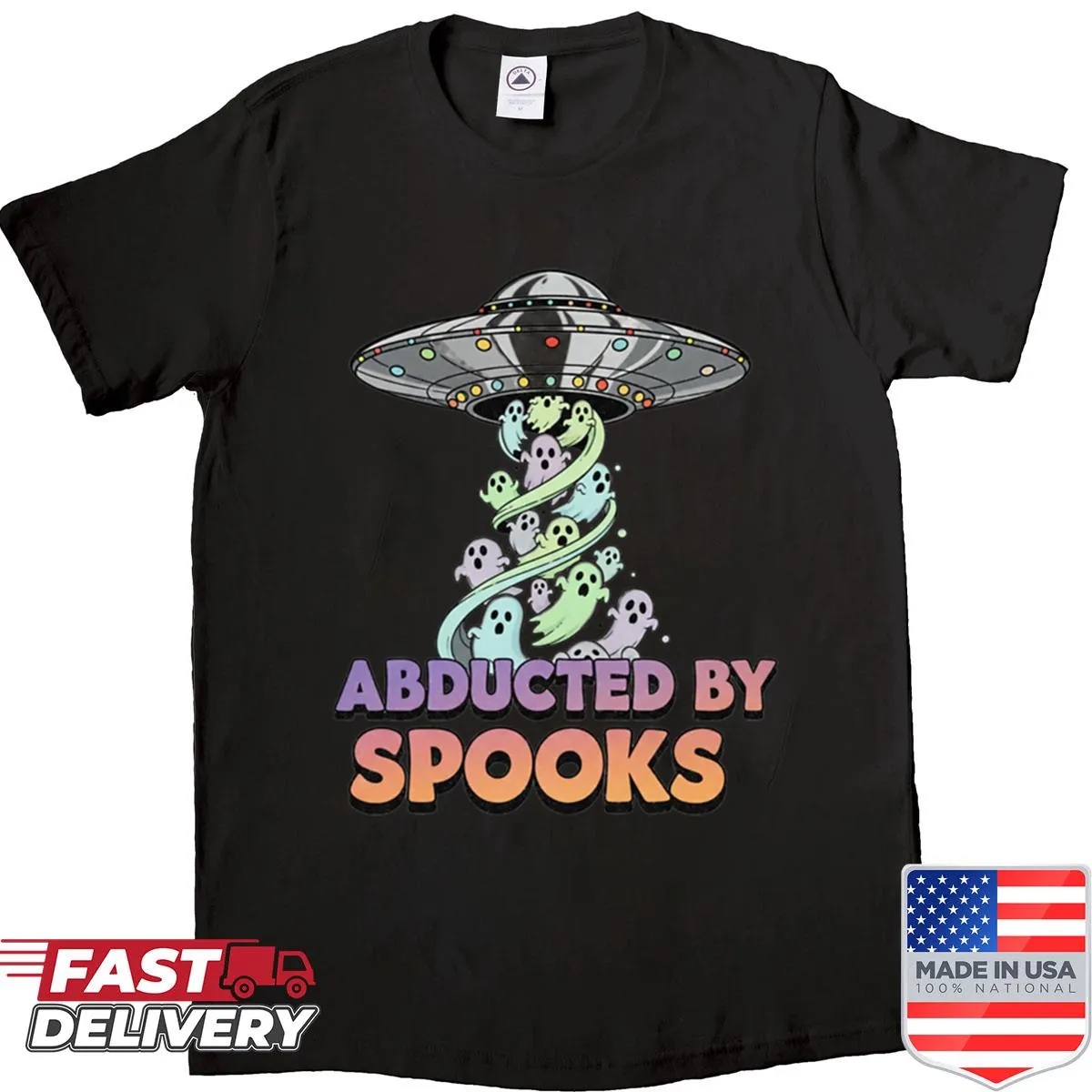 UFO Ghost Abduction Shirt with quirky spooky graphics