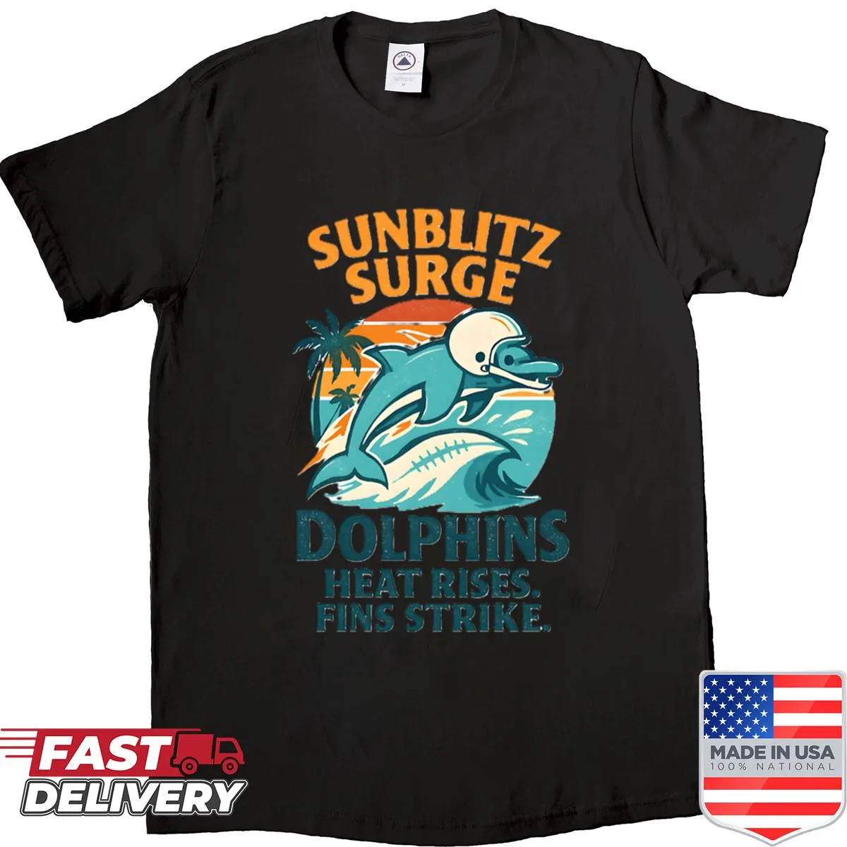 Miami Dolphins retro oversized tee with dynamic design.