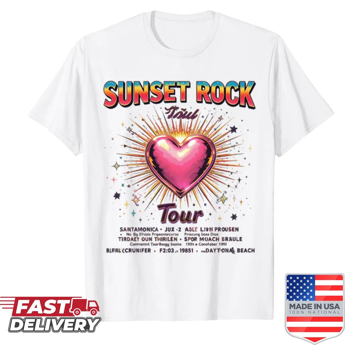 Vintage heart design t-shirt inspired by rock concerts