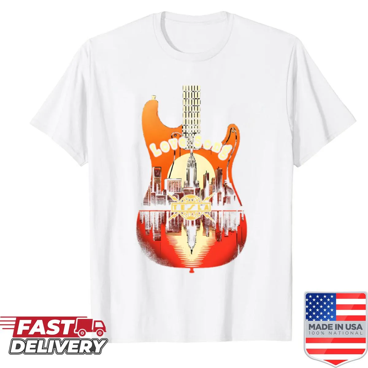Retro Teslas Band shirt with love song elements for 90s rock fans