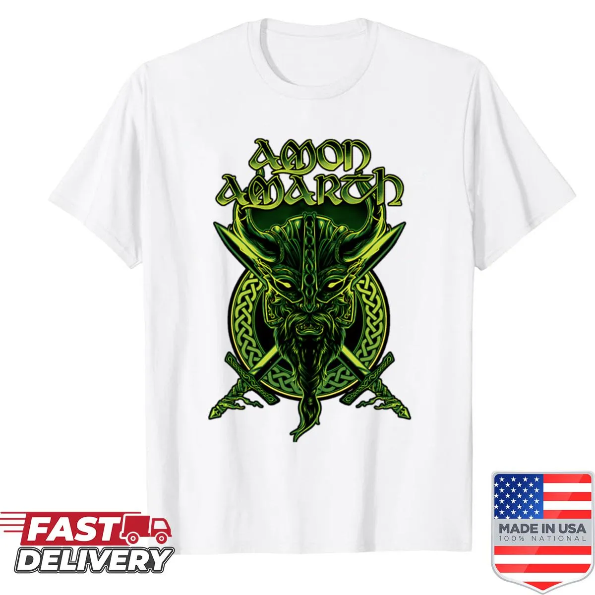 Vintage Viking-themed shirt featuring a skull, axe, and shield