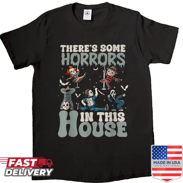 Cartoon horror characters shirt with humorous design