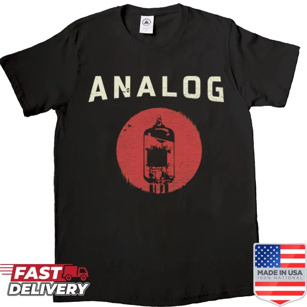 Vintage vacuum tube shirt with a distressed graphic design