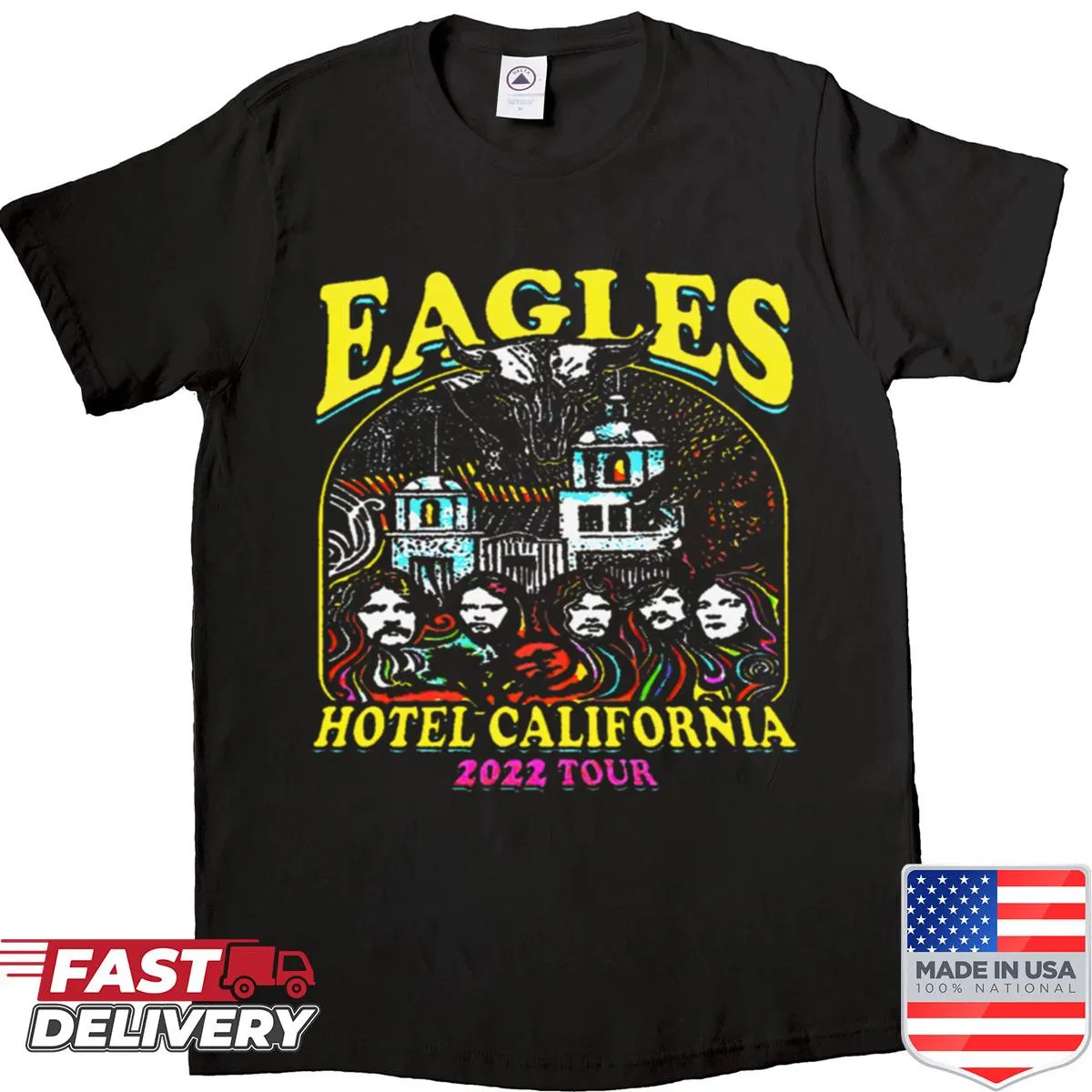 T-shirt with a psychedelic desert landscape design