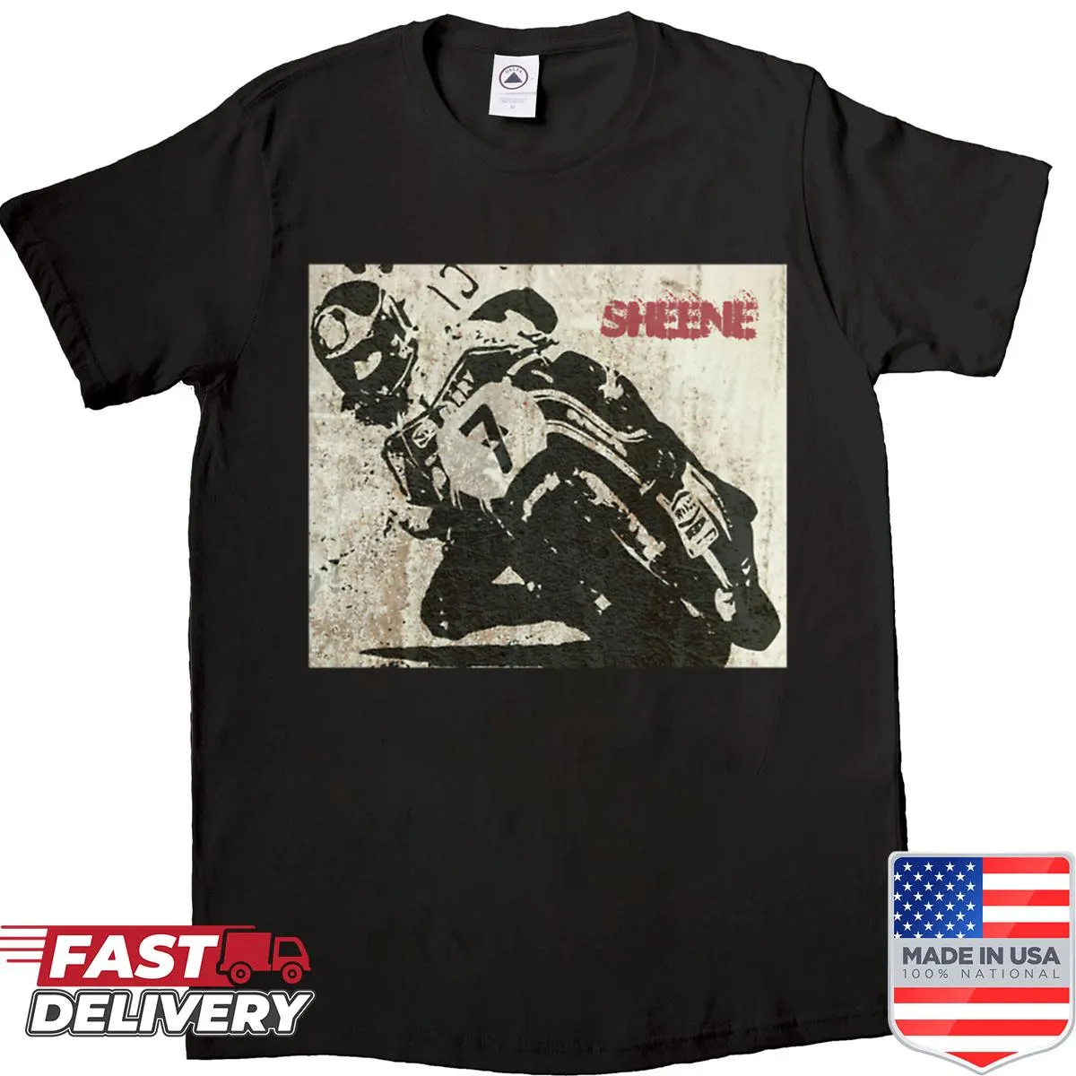 Distressed Vintage 7 Motorcycle logo shirt for bike lovers