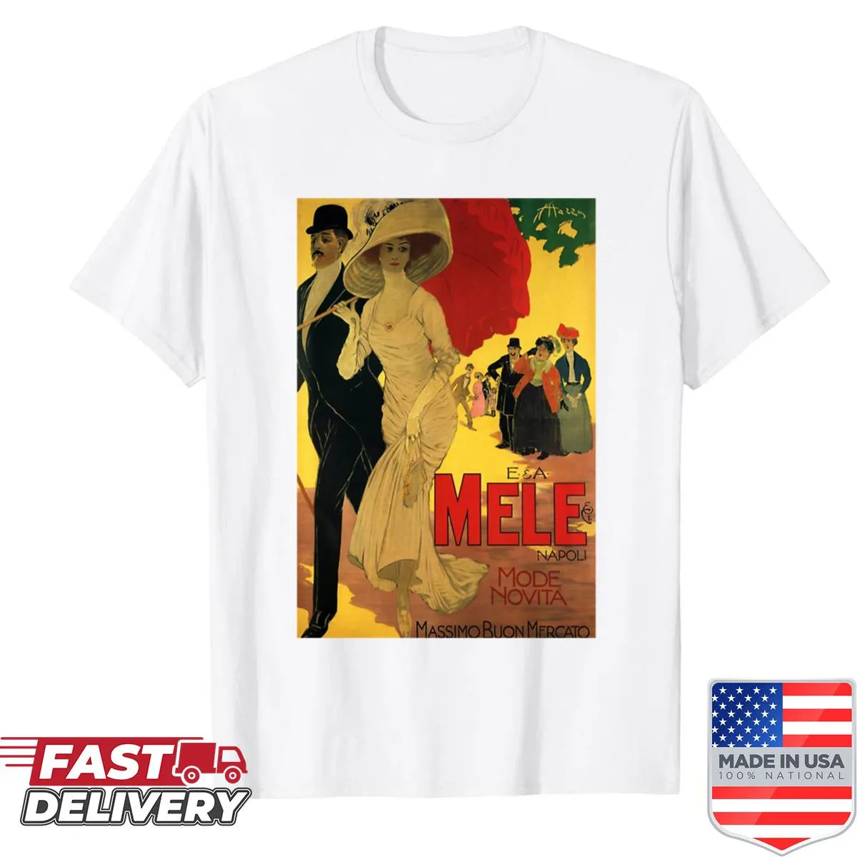 Vintage distressed shirt featuring an Art Nouveau design
