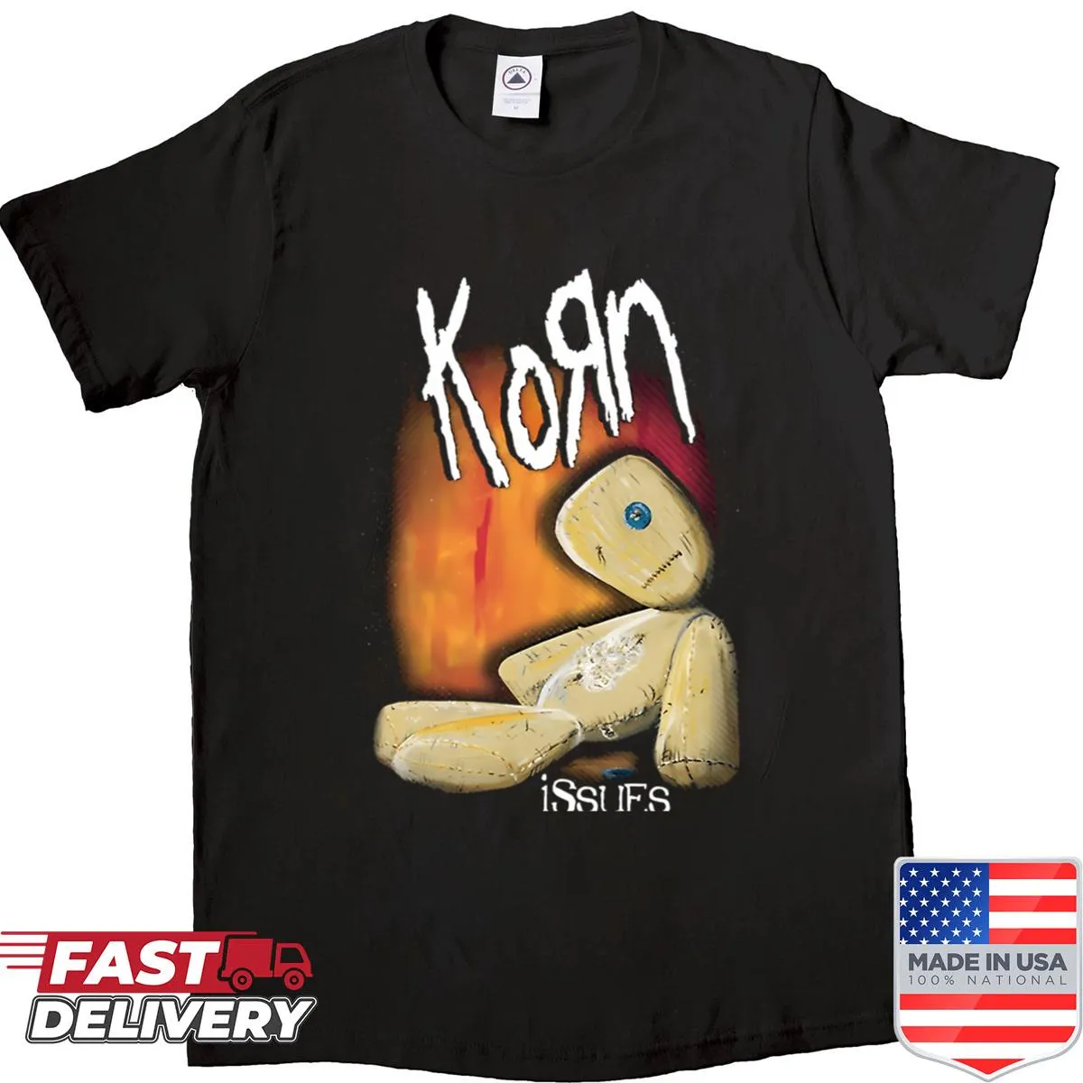 Distressed graphic of a vintage rock band concert shirt