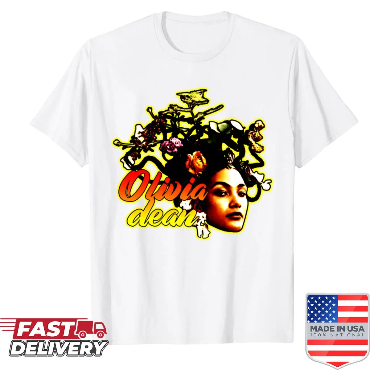 Oversized shirt with vintage Olivia Dean bootleg graphic