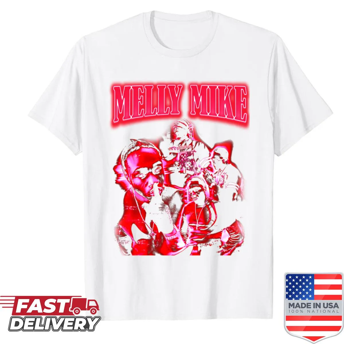 Oversized vintage bootleg shirt featuring Melly Mike design