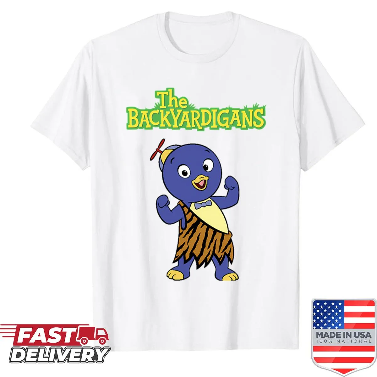 Retro animated movie logos printed on a shirt