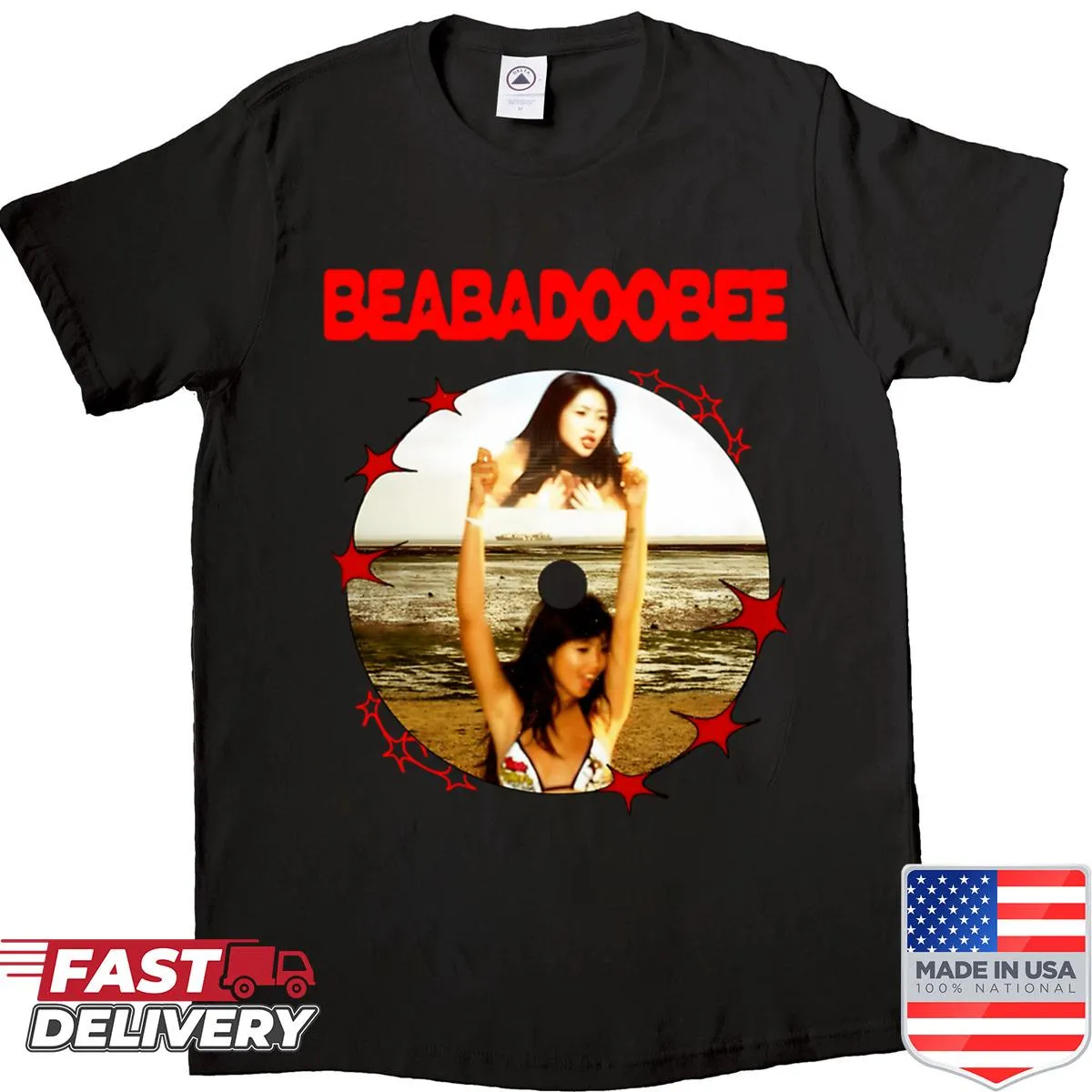 Vintage Beabadoobee shirt with a cute circle love frame design