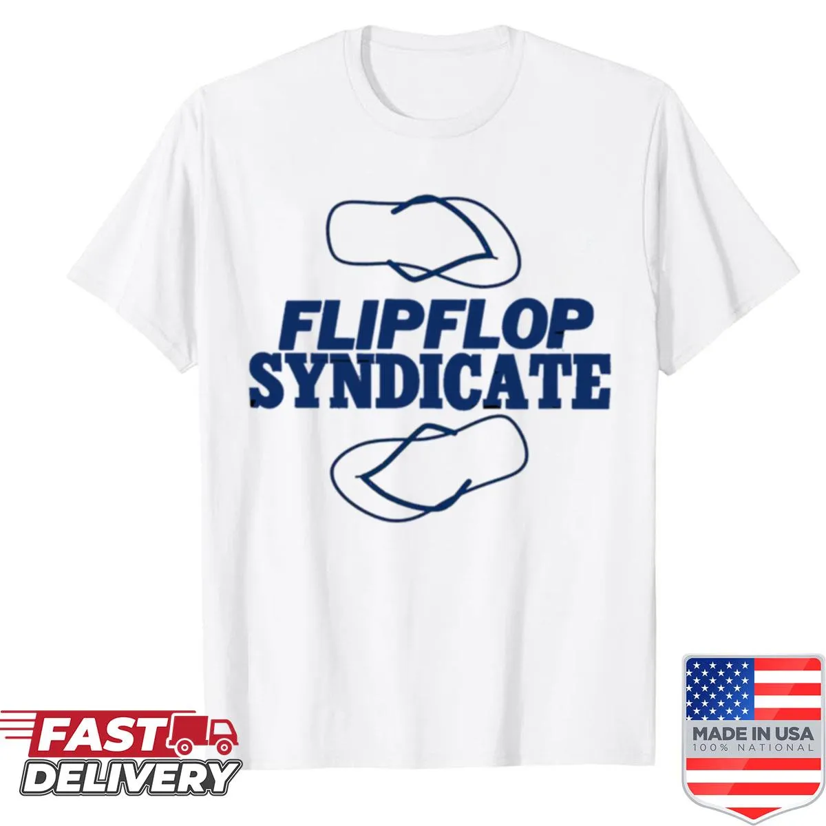 Vintage distressed shirt with playful flip flop graphic