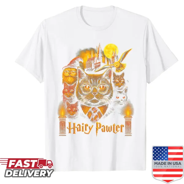 Vintage-style shirt with cartoon wizard cat graphic